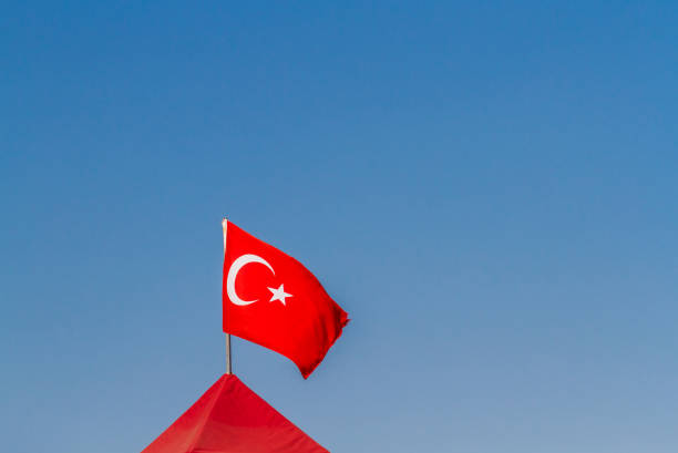 istock Flag of Turkey flying 1463808097