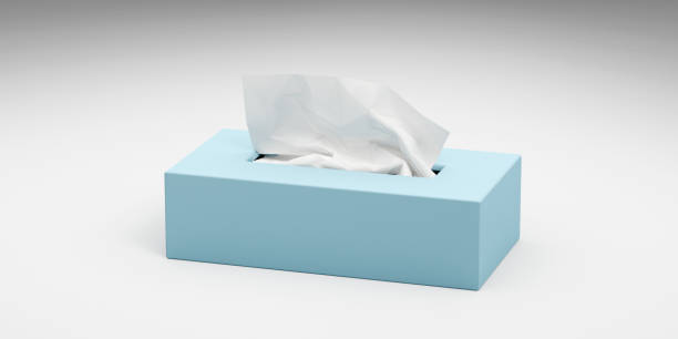 istock Blue box of tissues. White floor. State of valuable emotions. 1463812442