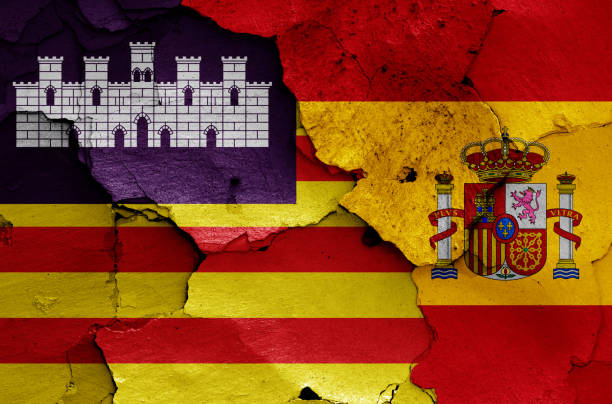 istock flags of Balearic Islands and Spain painted on cracked wall 1463813295