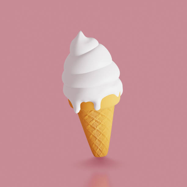 istock Sweet food icon. Vanilla Ice cream cone. 3d render 1463818977