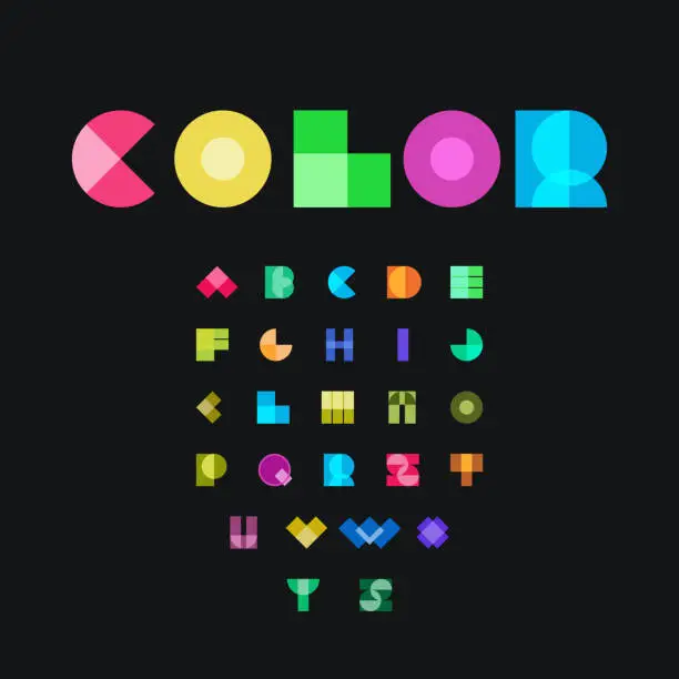 Vector illustration of Vector colors geometric minimalism art style Alphabet character collection