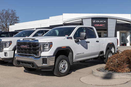 Lafayette - Circa February 2023: GMC Sierra 2500HD display at a dealership. GMC Offers the Sierra 2500 HD in street, off-road and commercial models.