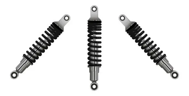 Vector illustration of Motorcycle shock absorbers set, realistic metal, vector illustration