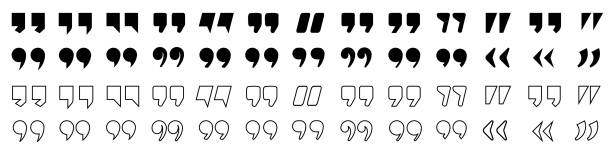 Text commas set. Punctuation flat mark set. Text commas set. Punctuation flat mark set. quotation mark stock illustrations