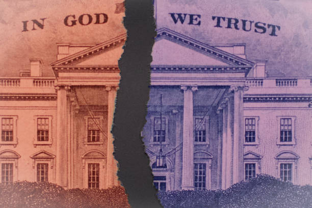 The White House torn down the middle between the blue Democrats and the red Republicans