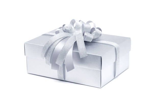 istock Celebration silver gift or present boxes for celebrate party event decoration 1463833857