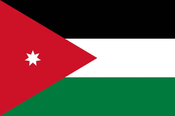Vector illustration of Official national Jordan flag background