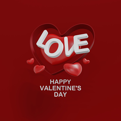 Happy valentines day background. template greeting card design. 3D illustration