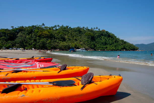 istock Kayaks for rental at the beach shore 1463840768