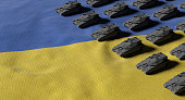 Ukraine War Tanks Flag, Russia
