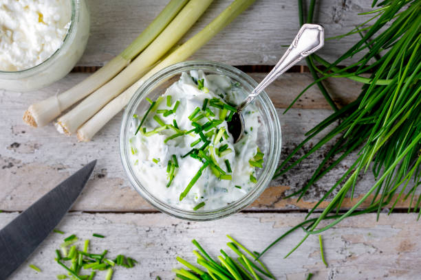 istock Fresh curd and herbs - dairy product 1463860849