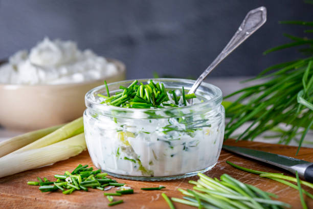istock Fresh curd and herbs - dairy product 1463860891