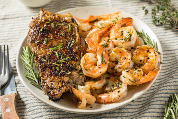 Hearty Homemade Surf and Turf  with Steak Shrimp