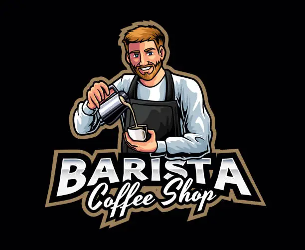 Vector illustration of Barista Mascot Logo Design