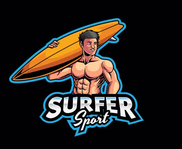 Vector illustration of Surfer Mascot Logo Design