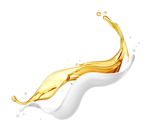 istock Beautiful oily and milky splashes isolated on a white background 1463865456
