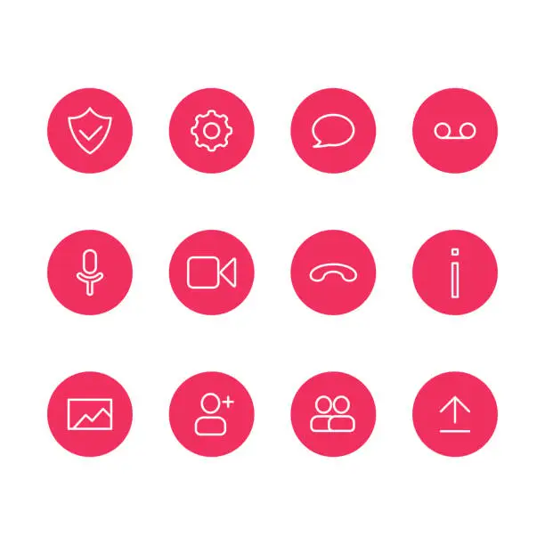 Vector illustration of UI UX button set for video conferencing and meetings application