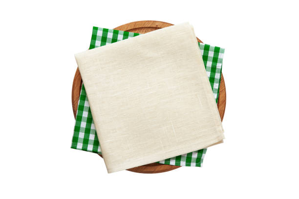 istock Napkins and pizza board top view isolated. 1463869612