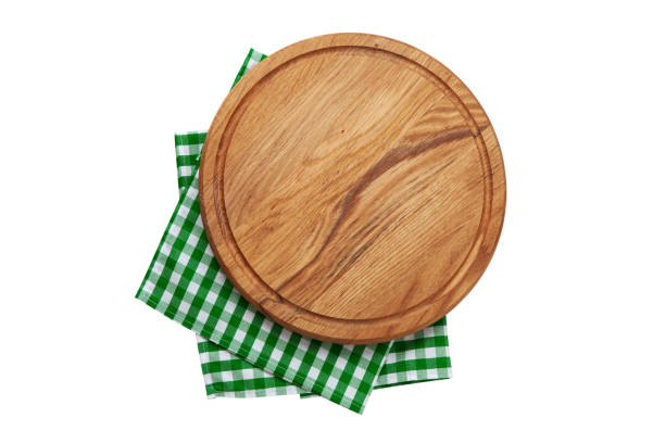 istock Empty pizza board and napkin stop view isolated 1463869616
