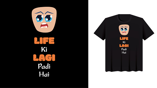 Delhi NCR slang typography design for stickers, Text: life ki lagi padi hai