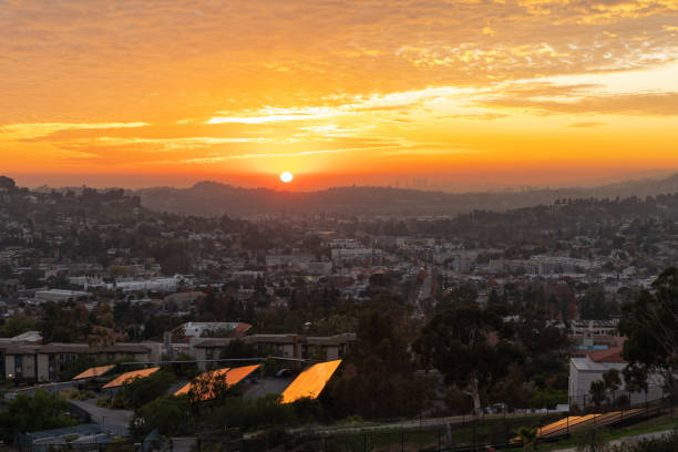 istock Dramatic sunset over Occidental College with Glendale in the distance 1463870867