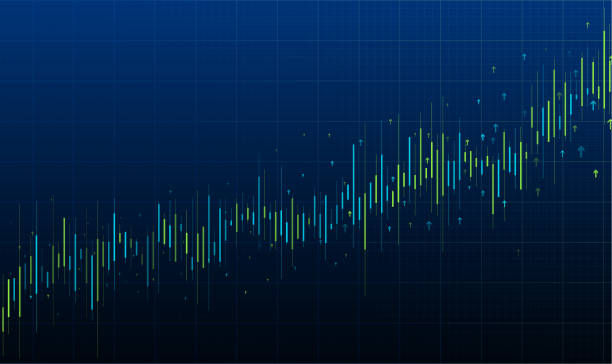 синие и зеленые стрелки роста фондового рынка векторная иллюстрация графика - trading board illustrations stock illustrations