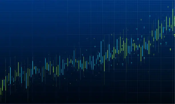 Vector illustration of Blue and green Stock Market rising arrows chart vector illustration