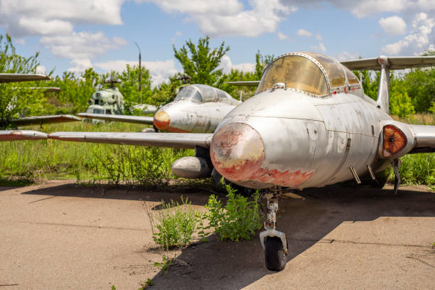 istock Old abandoned airfield with abandoned planes 1463871510
