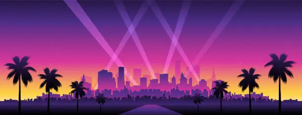 Vector illustration of Hollywood cityscape background