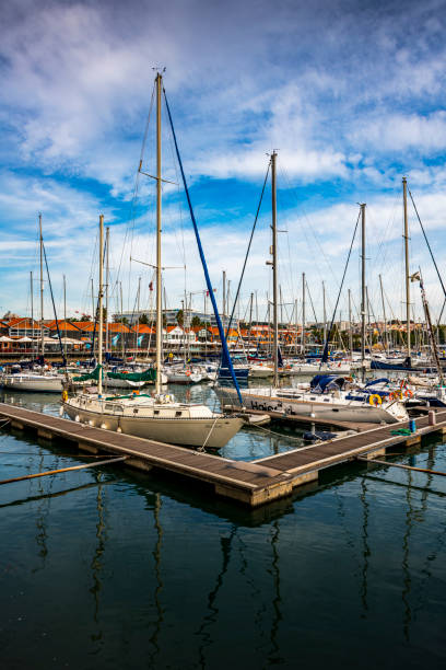 view to Tagus River with harbor in Lisbon