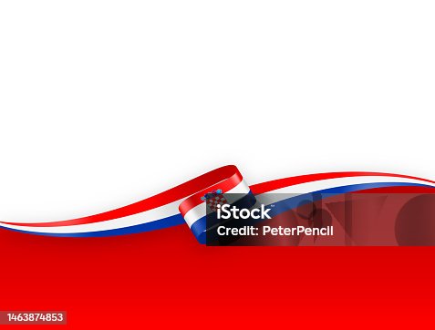 istock Croatia Flag Ribbon. Croatian Flag Long Banner on Background. Template. Space for Copy. Vector Stock Illustration 1463874853
