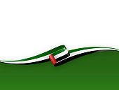 istock United Arab Emirates Flag Ribbon. Flag of United Arab Emirates Long Banner on Background. Template. Space for Copy. Vector Stock Illustration 1463875240
