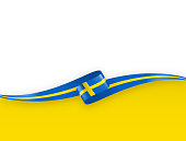 istock Sweden Flag Ribbon. Swedish Flag Long Banner on Background. Template. Space for Copy. Vector Stock Illustration 1463875261