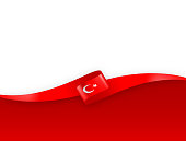istock Turkey Flag Ribbon. Turkish Flag Long Banner on Background. Template. Space for Copy. Vector Stock Illustration 1463875364
