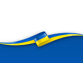 istock Ukraine Flag Ribbon. Ukrainian Flag Long Banner on Background. Template. Space for Copy. Vector Stock Illustration 1463875449