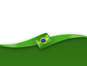 istock Brazil Flag Ribbon. Brazilian Flag Long Banner on Background. Template. Space for Copy. Vector Stock Illustration 1463875982
