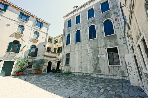 Buildings in Venice, Italy. Corte Marcona street.