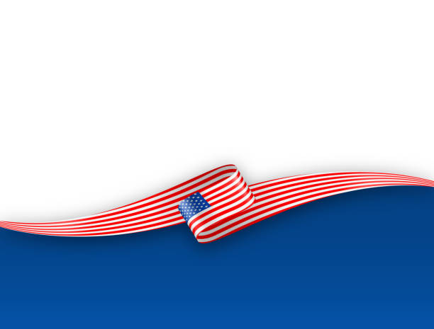 istock United States Flag Ribbon. American Flag Long Banner on Background. Template. Space for Copy. Vector Stock Illustration 1463876082