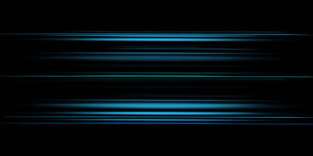 istock Abstract blue light trails in the dark, motion blur effect 1463877994