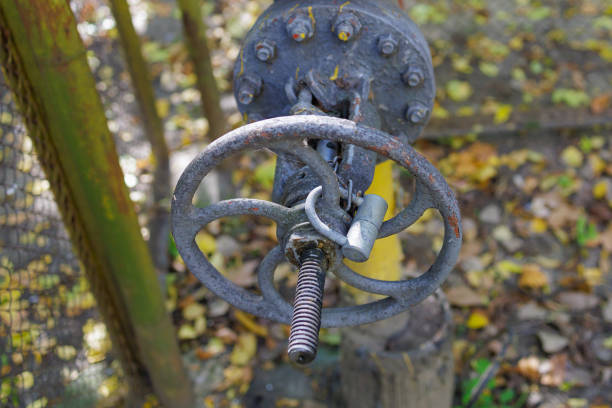 The gas valve is locked. Concept of sanctions and embargo.