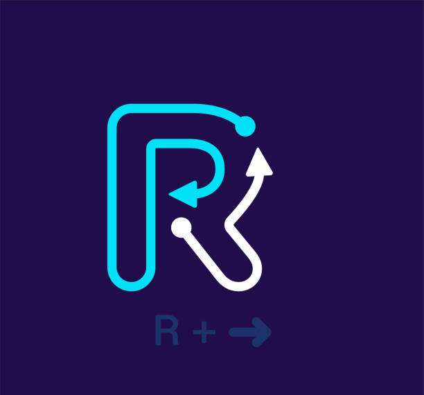 Linear letter R logo. Unique logo. Abstract letter simple rotating arrow target icon. corporate identity vector eps. target acquisition stock illustrations