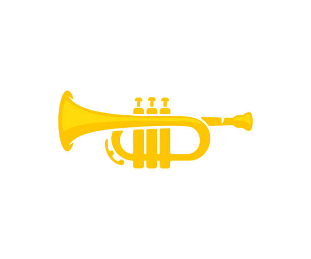 illustrazioni stock, clip art, cartoni animati e icone di tendenza di tromba, cornetta, musica, strumento musicale, strumento a fiato, silhouette e graphic design. musical, melodia, suono, musicista, jazz e sinfonia, disegno vettoriale e illustrazione - trumpet musical instrument music brass