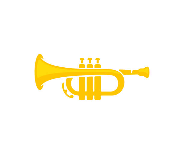 trąbka, kornet, muzyka, instrument muzyczny, instrument dęty, sylwetka i projekt graficzny. musical, melodia, dźwięk, muzyk, jazz i symfonia, projektowanie wektorów i ilustracja - trumpet jazz bugle brass instrument stock illustrations