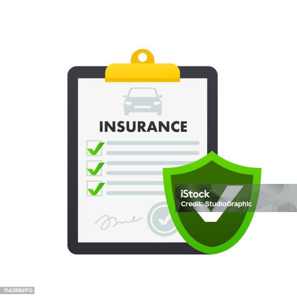 Insurance Documents Graphics Insurance Policy Concept A Report With A Document With A Shield And A ...