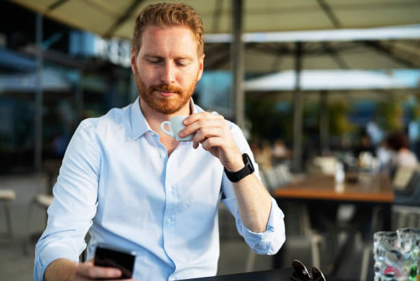 istock Businessman enjoy in fresh coffee 1463887403