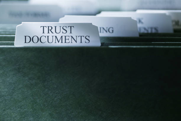 File Folder Containing Trust Documents stock photo