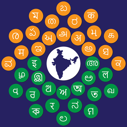 Indian language letters tree with Indian Map
