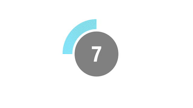 Countdown timer from 30 to 0 seconds realtime. Modern flat design of countdown animation on white background. 4K resolution.