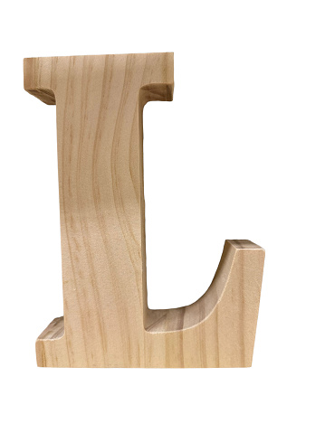 Wooden letter L solated on white background