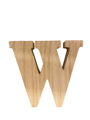 Wooden letter W solated on white background
